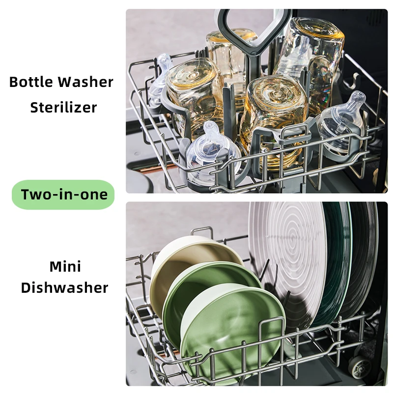 Infant Bottle Sterilizer Mini Desktop Dishwasher Bottle Washer Full Automatic Household Dishwasher Bottle Cleaning Sterilizer