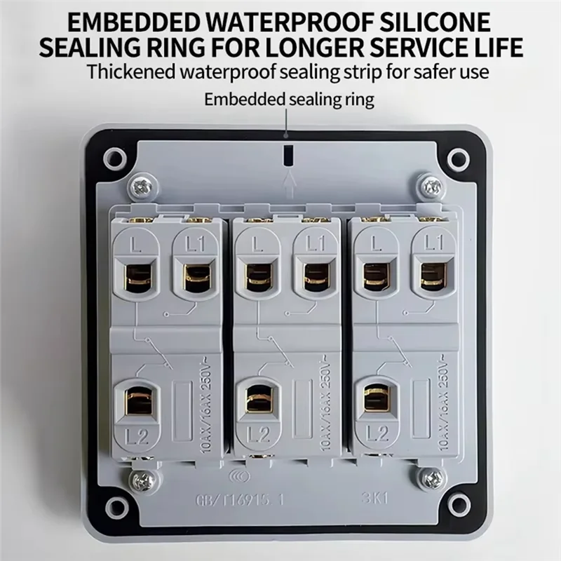 

ABGE-IP66 Водонепроницаемый для дома и сада Открытый настенный выключатель света 2-позиционный кнопочный выключатель питания 1/3 Gang пыленепроницаемый 16A