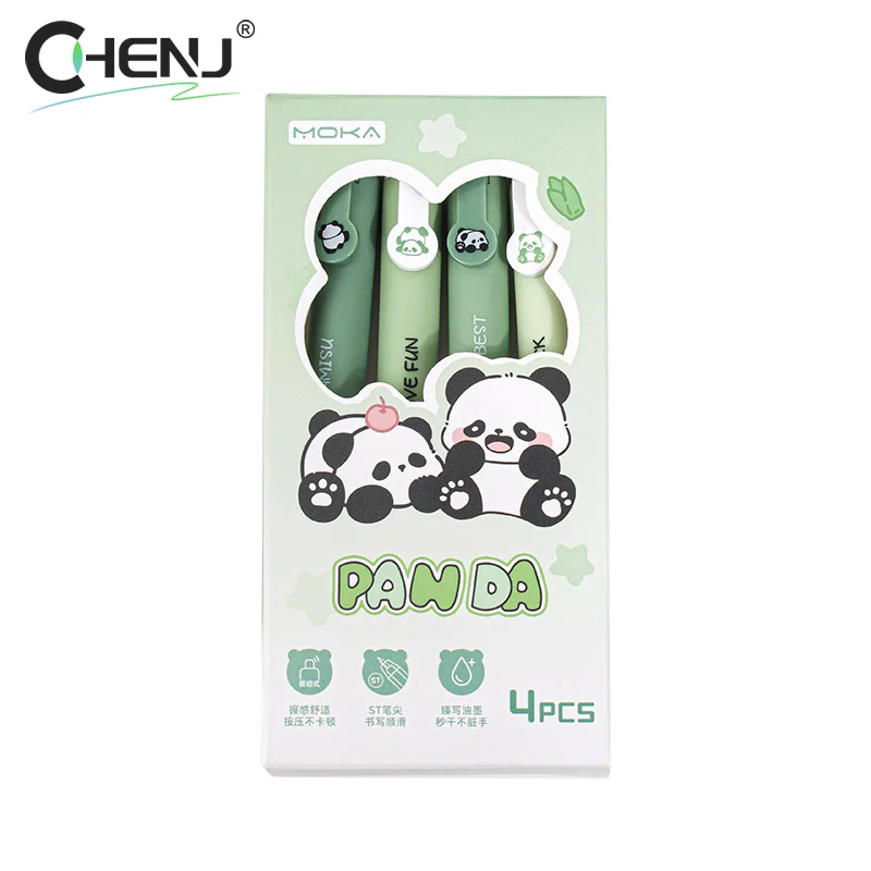 4 pçs bonito caneta gel dos desenhos animados panda cão capivara pressionando canetas conjunto criativo canetas de escrita estética artigos de papelaria material escolar