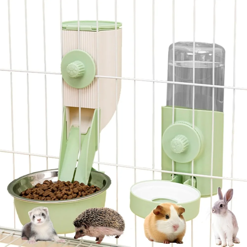 Hängender automatischer Futterspender für Katzen mit 30-Unzen-Schüssel und 500-ml-Wasserspender Bunny Gravity Feeding Station Waterer Set Feeder