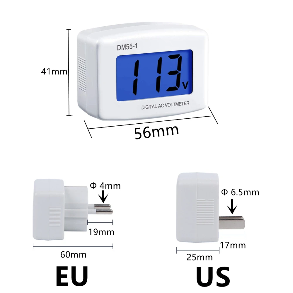 AC 110V 220V Digital Voltmeter EU US Plug Volt Meter Socket Voltage Tester LCD Display Voltage Meter Wall Flat Voltage Meter