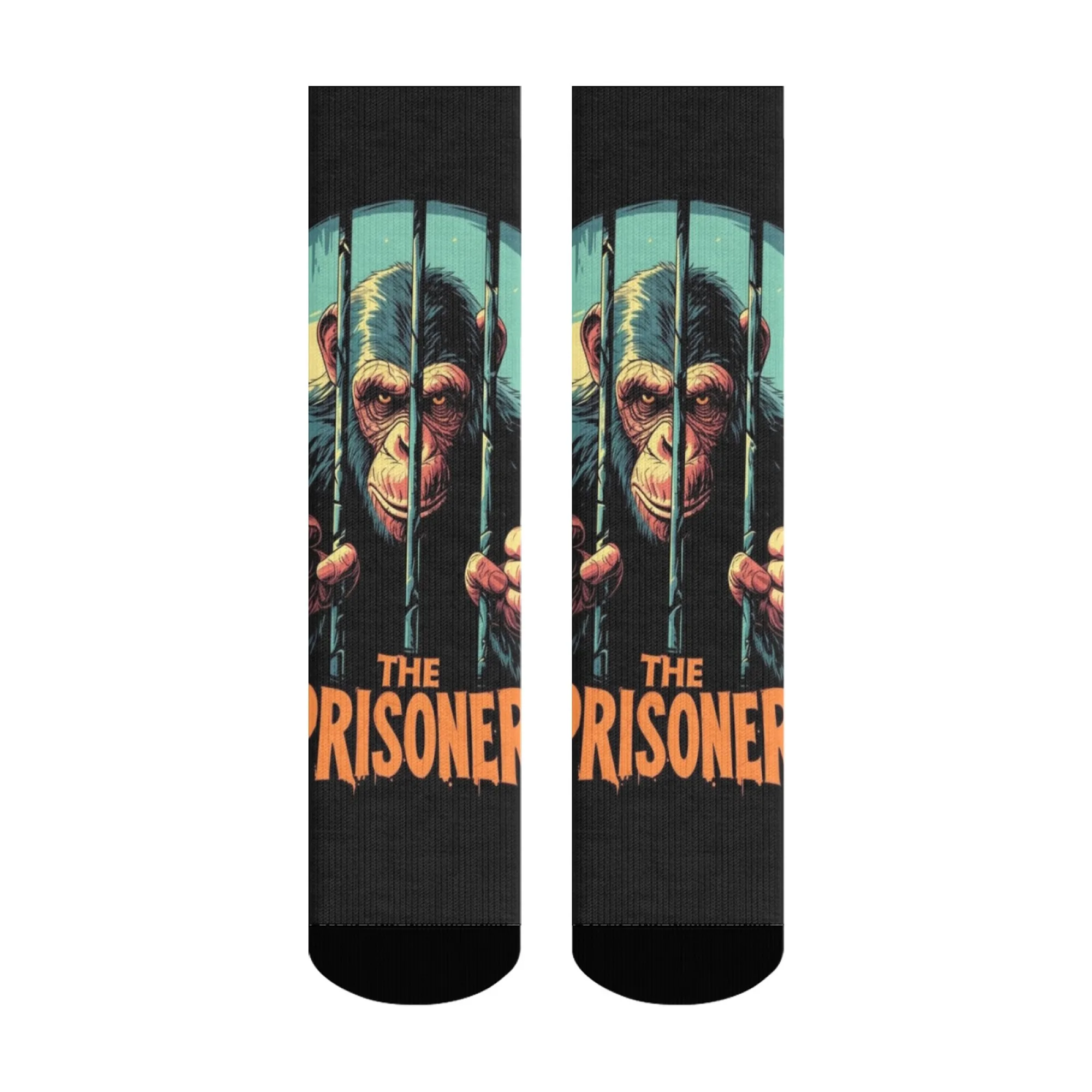 Fun Prisoner Monkey Men's Mid-Calf Socks Non-Slip Soft Socks Street Style Hip Hop Quirky and Novel Harajuku Style Men Socks view 4