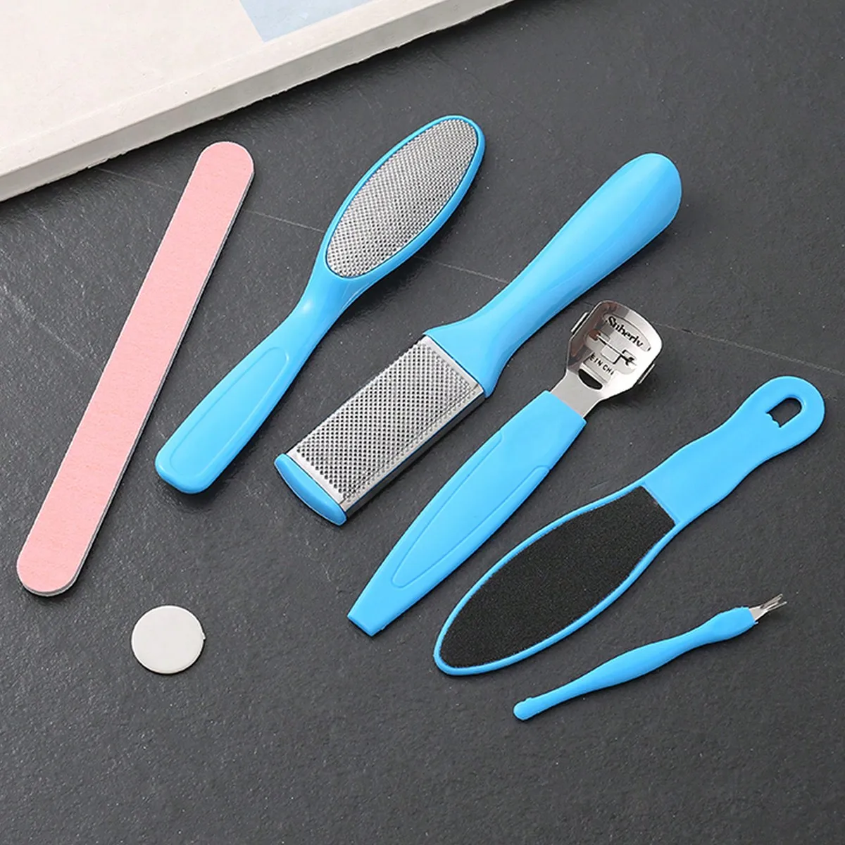 Ensemble d'outils de soins des pieds, dissolvant de callosités, épurateur exfoliant, crème réparatrice de fissures au talon, lime pour les pieds, séparateur d'orteils, 8 pièces