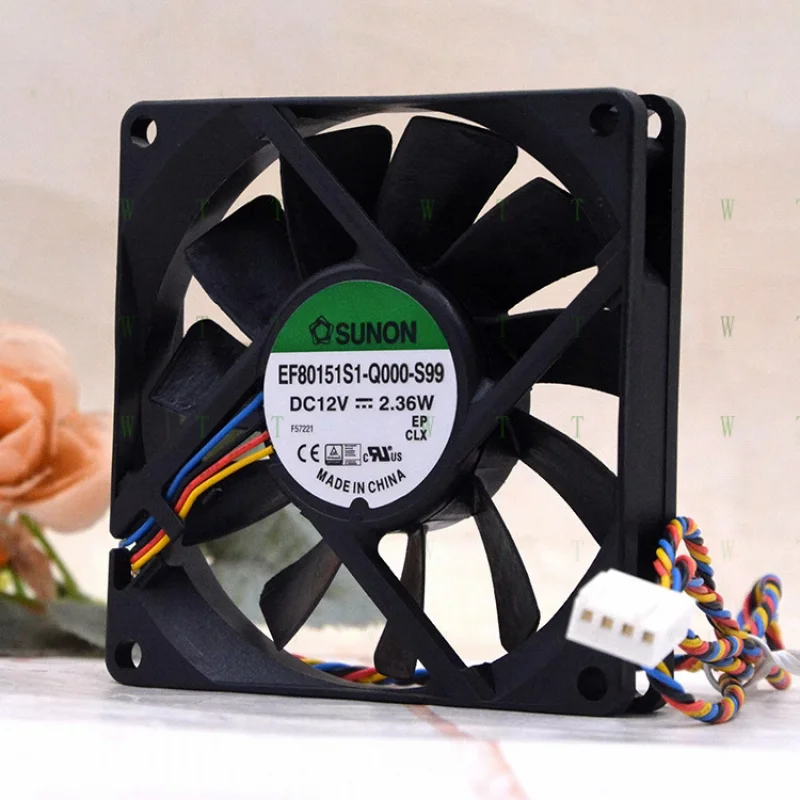H 1 PCS  for  SUNON Fan  EF80151S1-Q000-S99 DC12V 2.36W 8015 8CM 4 pin pwm cooling fan