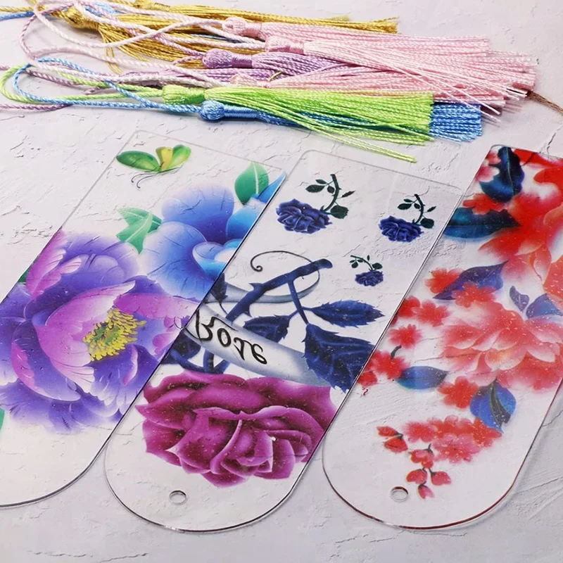 Transparent Acrylic Bookmark Bookmark DIY Unfinished Color Tassel Listing Pendant
