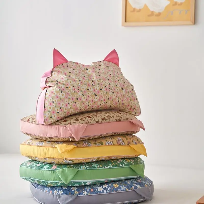 

Korean Style Cute Ear Small Floral Buckwheat Neck Pillow Buckwheat Hull Filled Sleep Aid Shoulder Protector Pillow Core