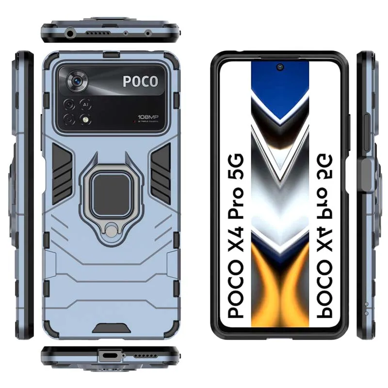 Shockproof Case For Xiaomi POCO X5 X6 F5 M6 Pro X3 X4 GT F2 F3 F4 M3 M4 M5 M5S C40 C65 4G 5G Phone Cover Armor Holder Back Coque