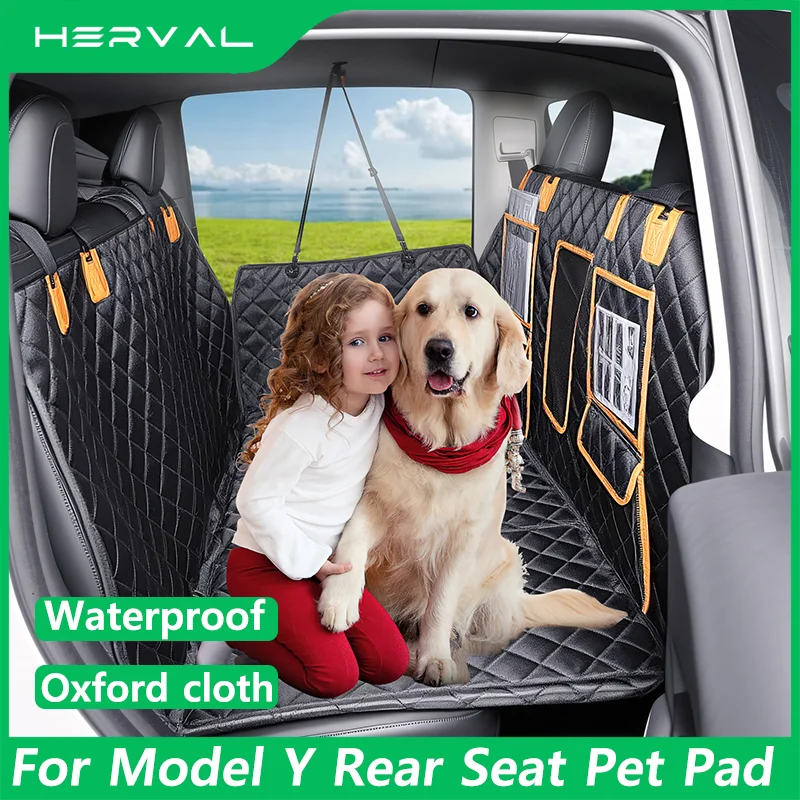 

Herval For Tesla Model Y Pet Pad Back Seat Cover Dog Cat Travel Waterproof Oxford Cloth Fully Covered Backseat Protective Mat