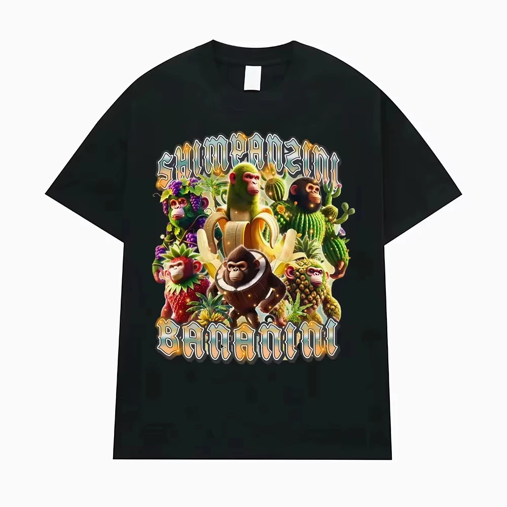 

Funny Italian Brainrot T Shirt Shimpanzini Bananini Monkey Meme T Shirts Men's Women Fashion Cartoon Humor Short Sleeve T-shirts