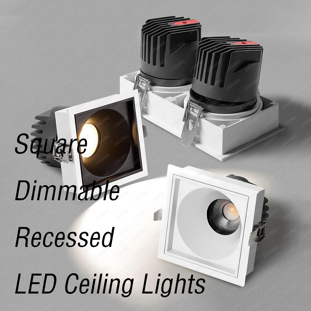 

Светодиодный потолочный светильник с регулируемой яркостью, встраиваемый точечный светильник, квадратные прожекторы для кухни, гостиной, спальни, освещение, бесплатная доставка