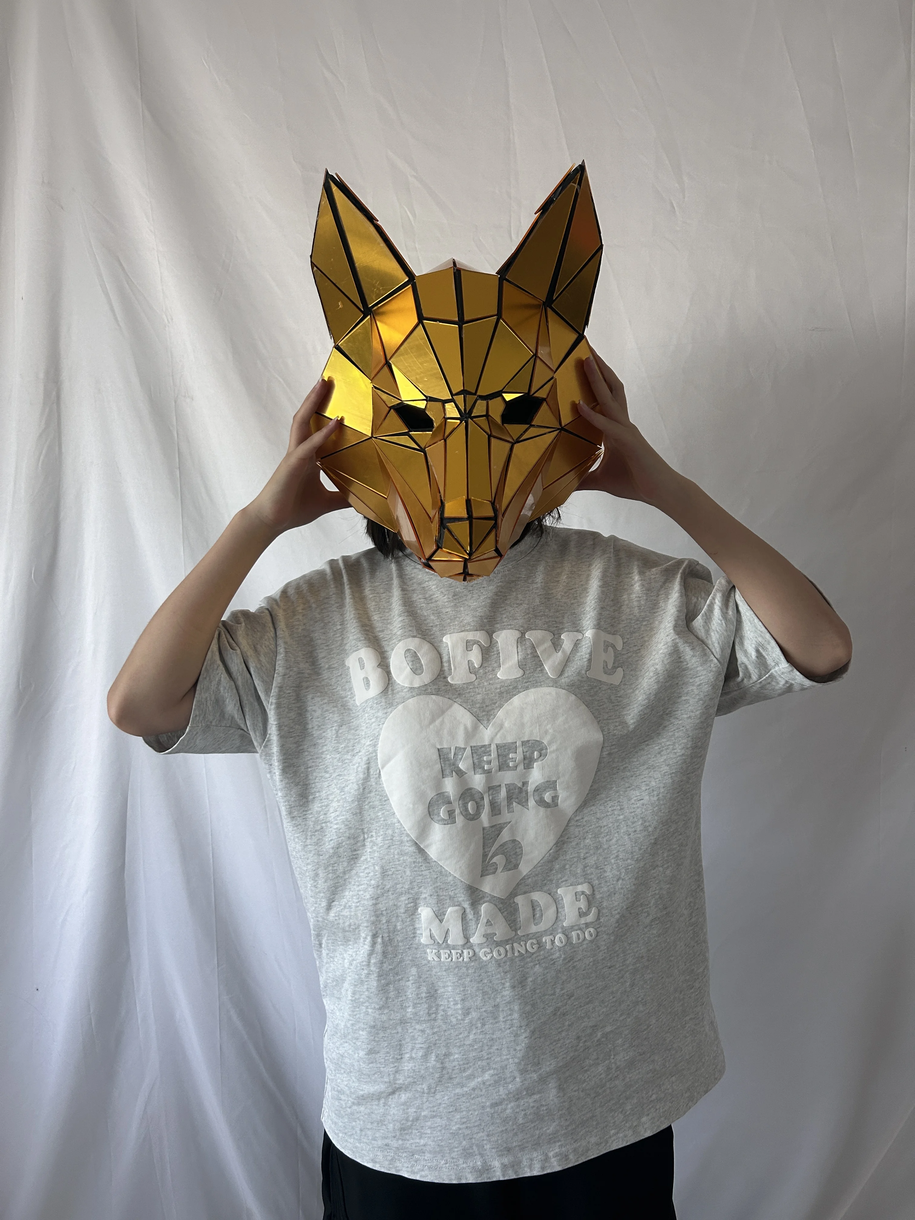 

Gold Silver Acrylic Dog Head Helmet Halloween Christmas Stage Performance Props Cosplay Animal Mask
