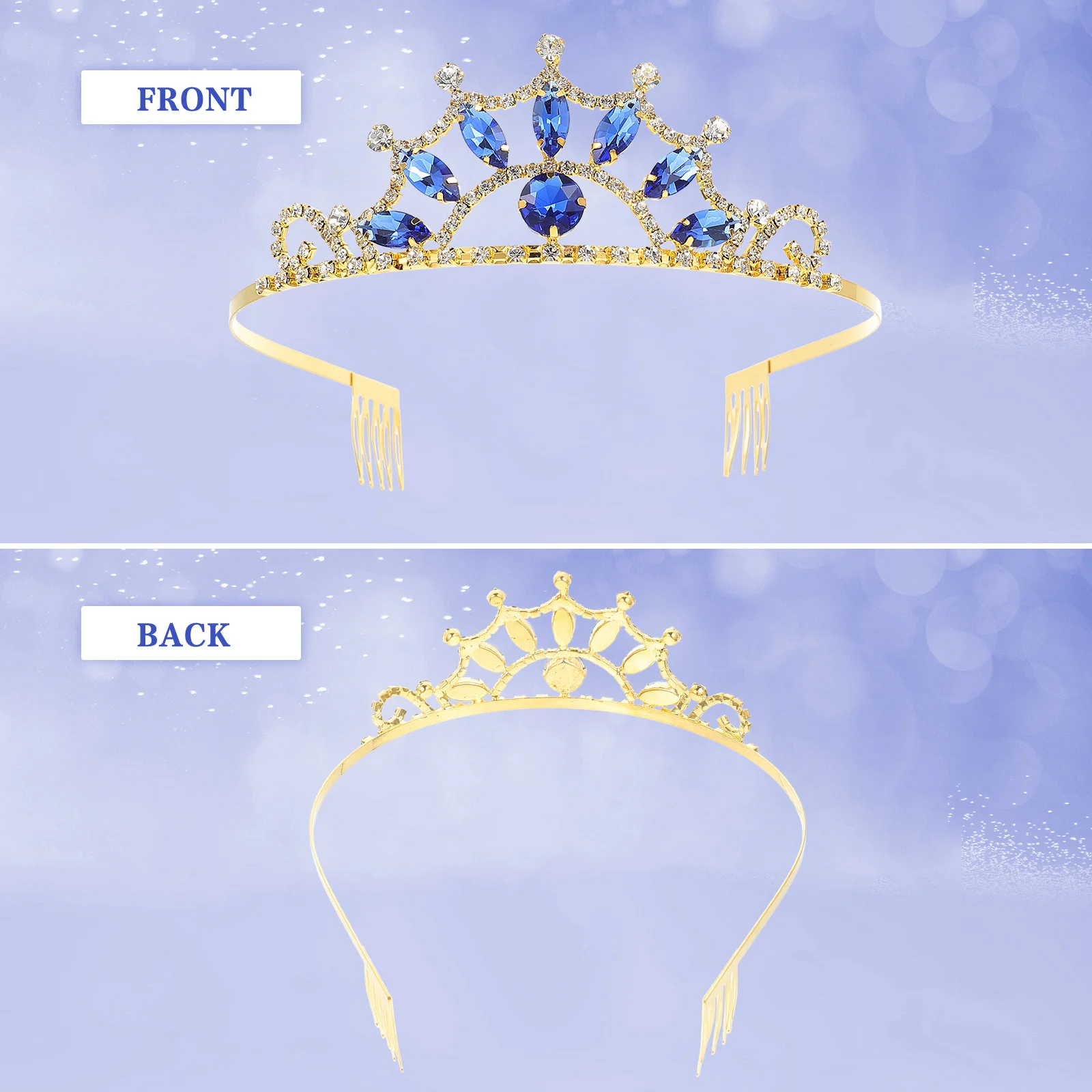 

Wedding Crown Headdress Elegant Rhinestone Tiara Bridal Hair Decor Party Birthday Banquet Performance Headwear