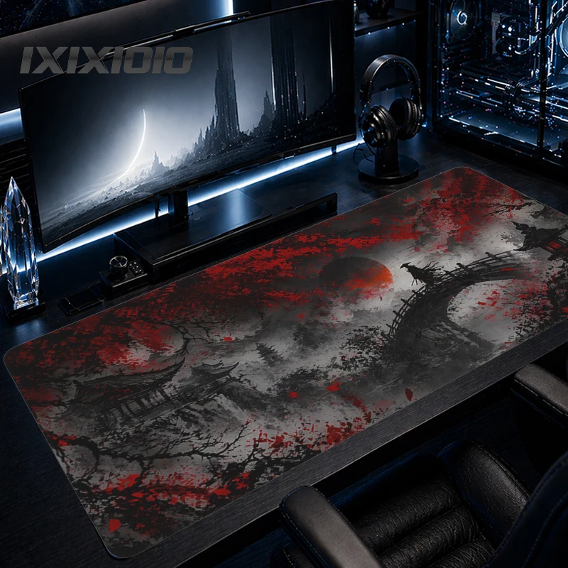 Mouse Pad Black And Red Samurai Gamer printon demand Home HD Custom Mousepad XXL Carpet Office PC Table Mat Mouse Mats