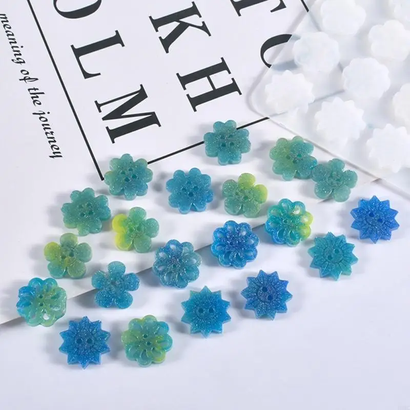 

R3MC Flower Animal Button Silicone Resin Casting Molds, DIY Dropping Epoxy Mould