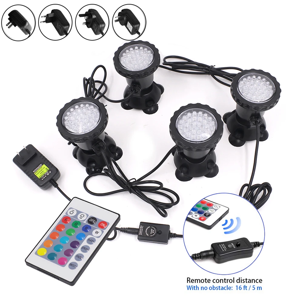 

LED Underwater Light IP68 Waterproof Lamp DC12V 36LEDs RGB Underwater Spot Lights for Swimming Pool Aquarium Fountain Pond