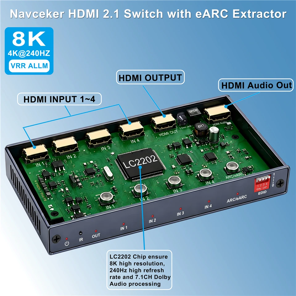 Navceker 4K 240 Гц HDMI 2.1 пе – обзор и цена Optical Audio Hdmi Earc Extractor