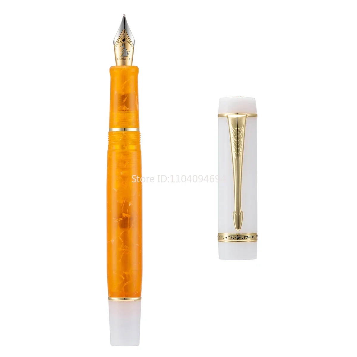 

Kaigelu 316 Mini Celluloid Fountain Pen, Beautiful Orange White Iridium EF/F Nib Writing Ink Pen for Office Business School Home