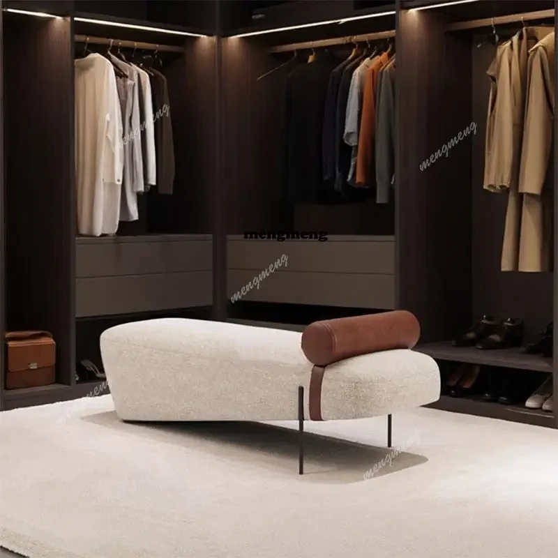 Hot sales Nordic simple bedroom bedside stool modern designer fabric door shoe changing stool creative sofa leisure bench - view 4