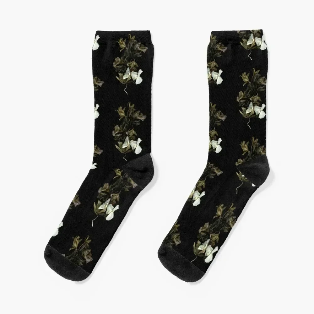 Orchid Float Dark Floral Socks New year's Christmas Lots kids Socks Women's Men's