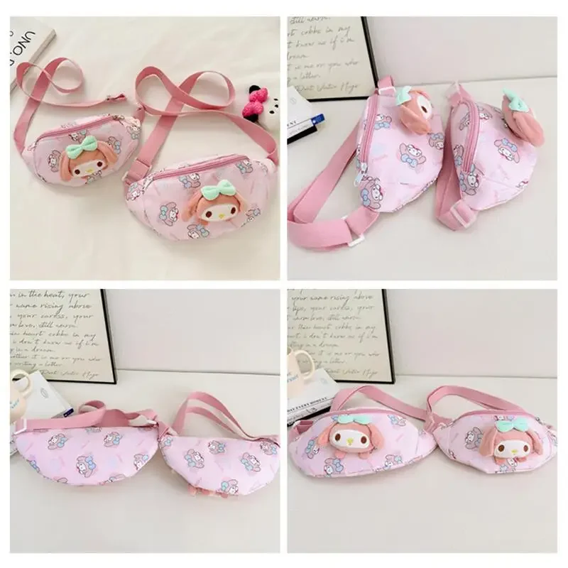 Miniso sanrio olá kitty saco do mensageiro bonito dos desenhos animados kuromi cinnamoroll moda sair jogar bolsa de ombro menina & criança presente do feriado