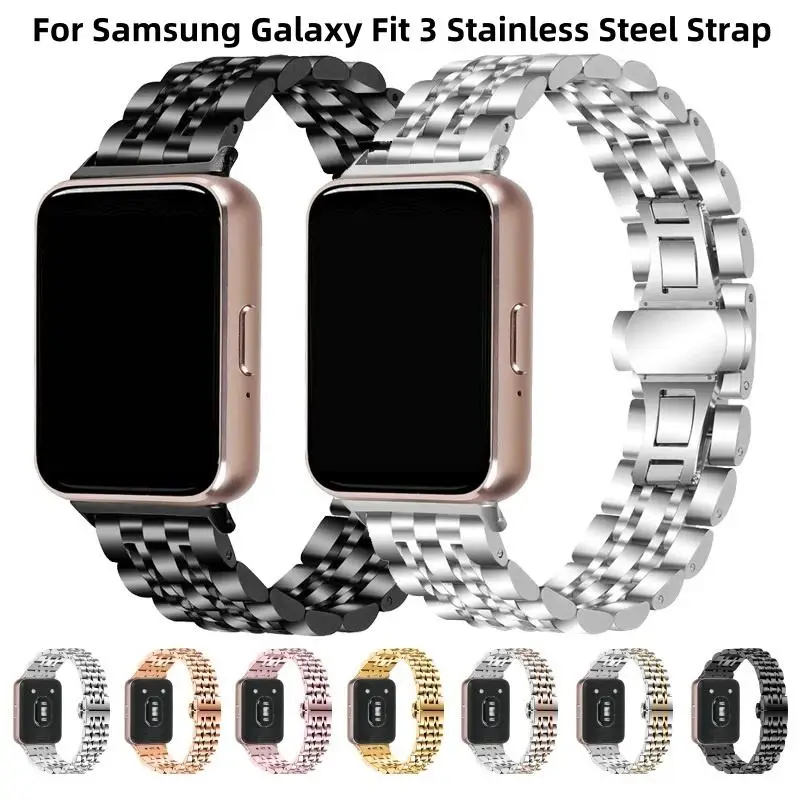Ремешок из нержавеющей стали для Samsung Galaxy Fit 3, металлический Высококачественный Браслет для Samsung Galaxy Fit 3, сменный роскошный браслет