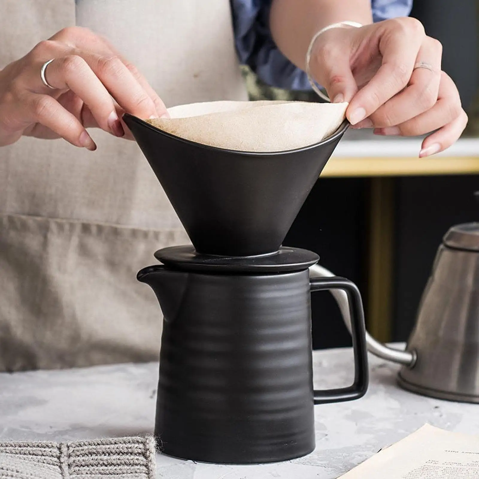 

Набор кофеварки Pour Over, керамический кофейный сервер, винтажный ретро, многоразовый, ручной работы