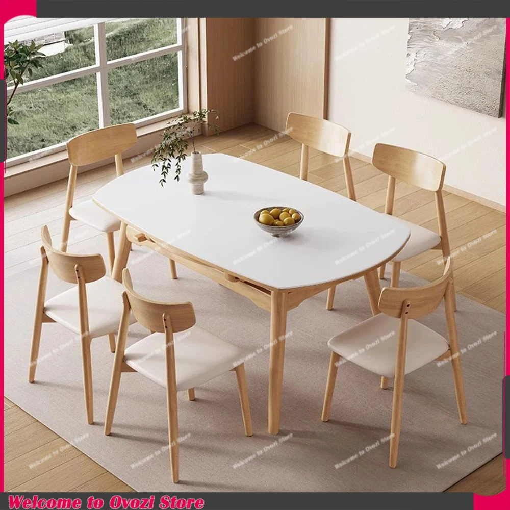 

Extension Mechanism Dining Table Nordic Chair Minimalist Round Dining Table Modern 4 Chairs Mesa Comedor Kitchen Furniture