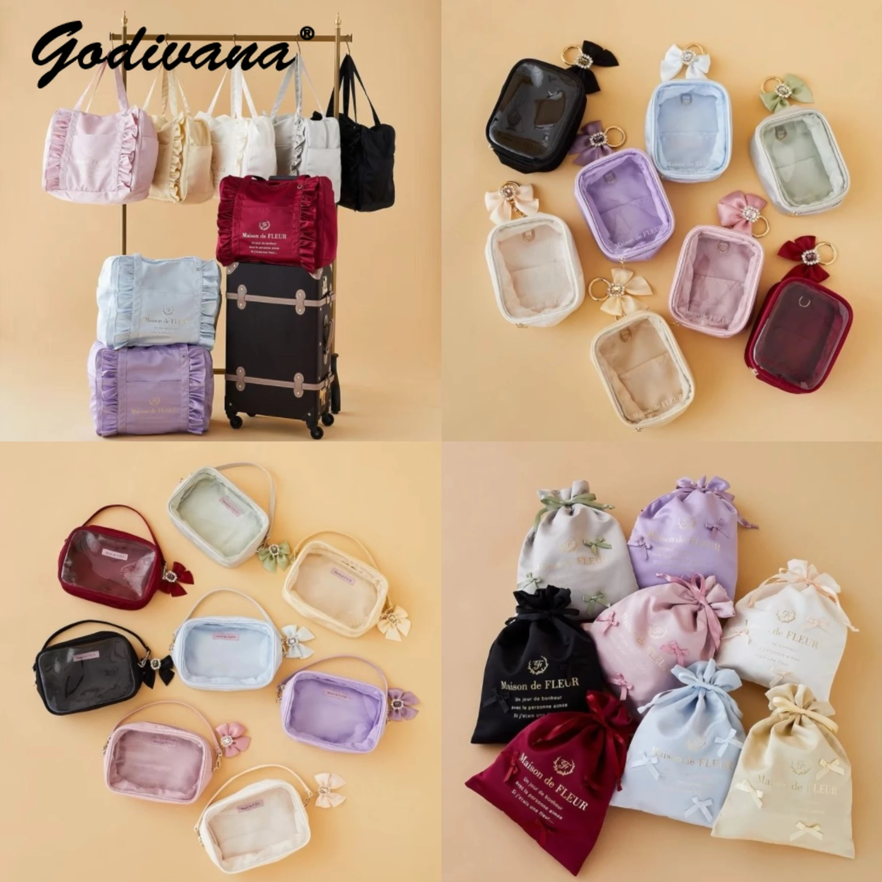 

Japanese New Cute Gem Bow Transparent Bag Horizontal and Vertical Portable Doll Itabag Women's Mini Tote Bags