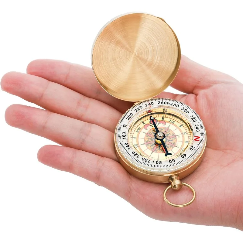 Copper Clamshell Compass, Glow in The Dark Compass Survival Gear Compass, Waterproof Luminous Kids Compass for Hiking Camping