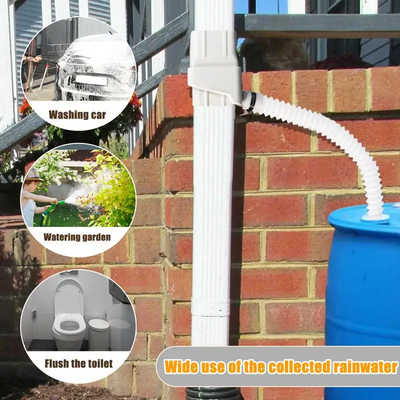 Rain Water Collection System Yard Gutter Drain with Hose Rain Barrel Diverter Kit For Downspout Watering Adjustable Diverter