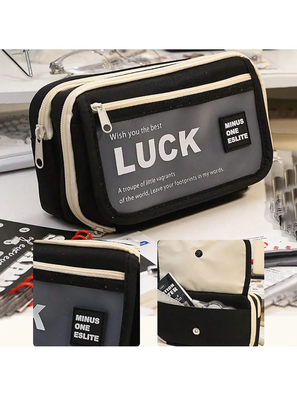 Premium Jumbo Size Flip Open Pencil Box Case - Large Capacity Student School College Stationery Organizer Holder Essential