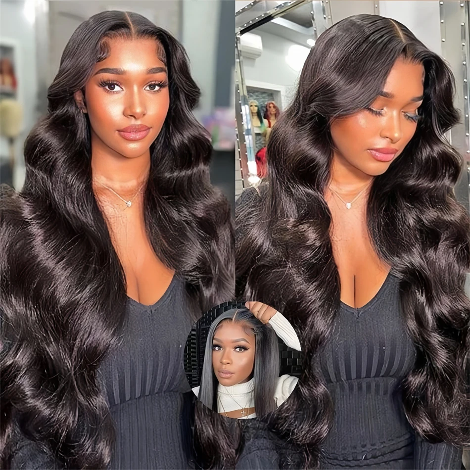 Glueless Wig 200 Density 30 Inch Black Body Wave 100% Brazilian 5x5 Lace Front Human Hair Wigs Ready to Wear on Clearance Sale