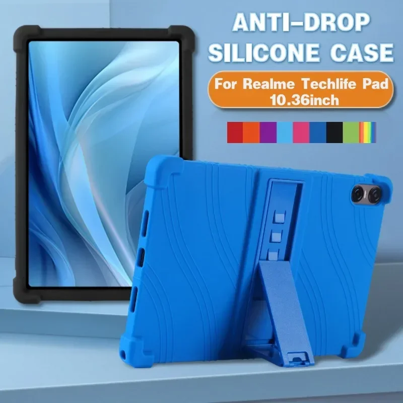 Compatible with Case for Realme Techlife Pad 10.36 inch tablet Friendly Protective Silicone Adjustable Stand Shockproof Cove