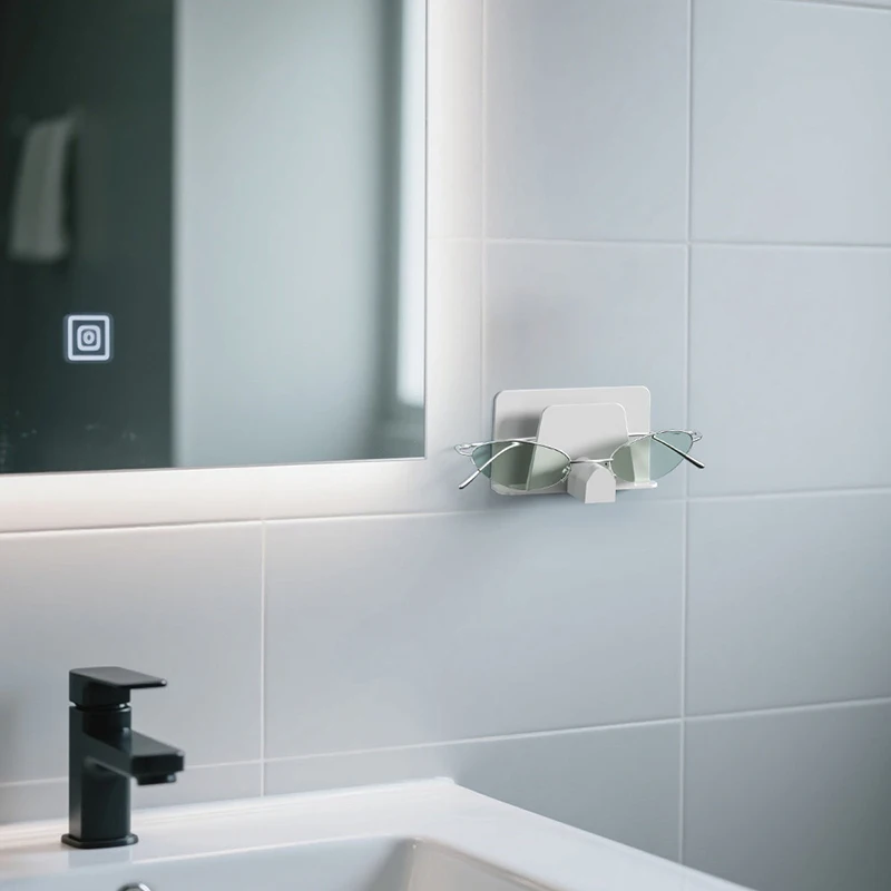 6pcsGlasses تخزين الرف النظارات الشمسية رف شاشة خزانة المنظم الحائط لكمة خالية مرحاض النظارات الشمسية المنظم الرف