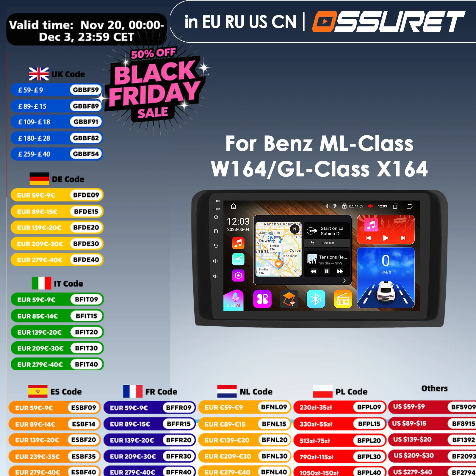 

2 Din Android 14 Автомобильный радиоприемник с экраном для Mercedes ML W164 X164 ML350 ML300 GL500 ML320 ML280 GL350 Авторадио Мультимедиа 4G