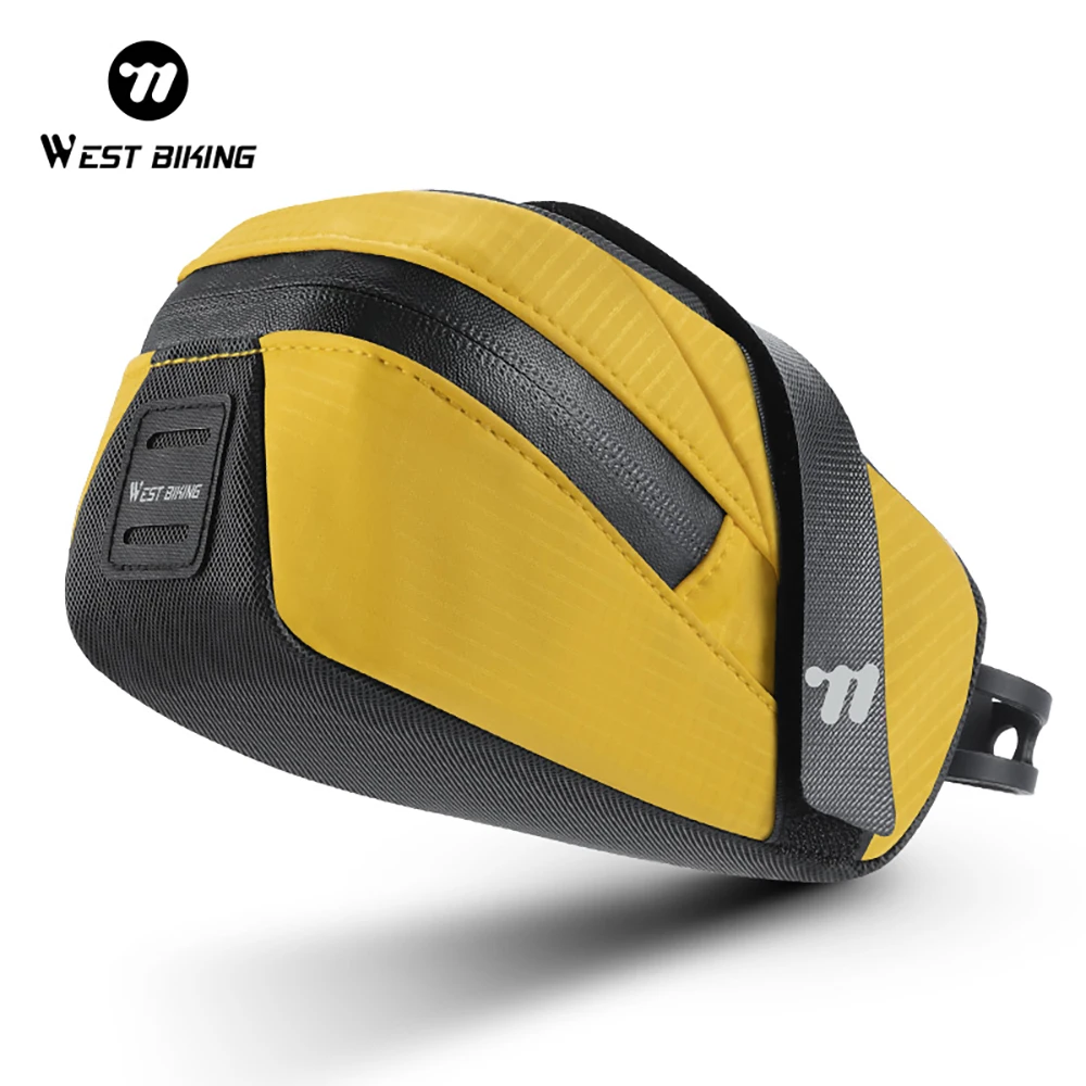 AliExpress West Biking WEST BIKING Bike Portable Saddle Bag 0.8L Polyester Compact Lightweight Reflective Logo Bicycle Bag Saddle Hook Tape Bike Bag