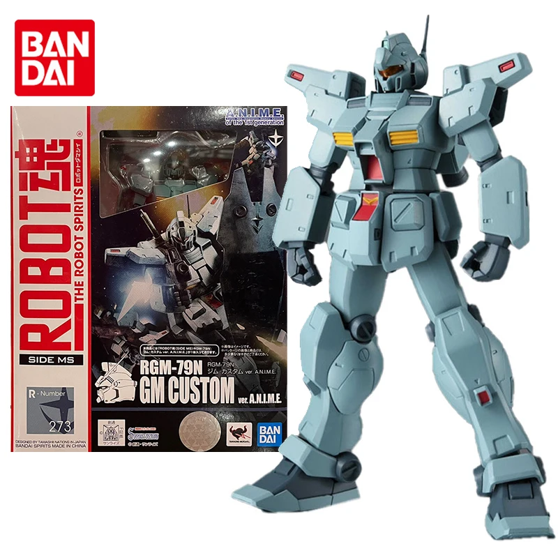 

Bandai Genuine Gundam Anime Figure Robot Spirits RGM-79N GM Custom ANIME Collection Gunpla Action Figure Toys for Children