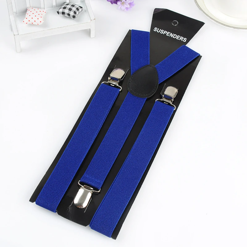 Effen kleur elastische lederen bretels bretels mannen vrouwen zwart blauw rood verstelbare bandjes voor bruiloft pak rok accessoires cadeau