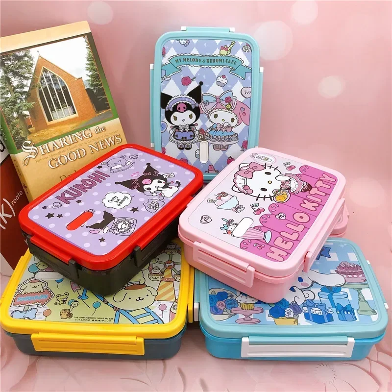 

Sanrio Kawaii Hello Kitty Lunch Box Cinnamoroll Kuromi Girl Cartoon Commuter Portable 1000ML Portable Sealed Fresh Lunch Box