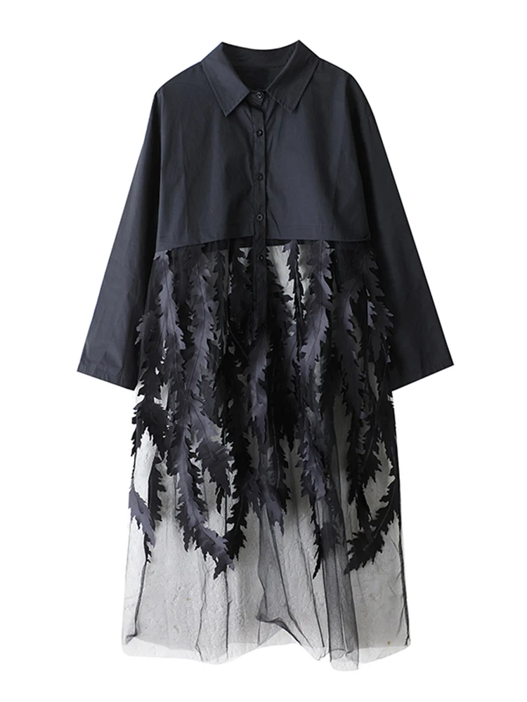 Sukienki damskie w stylu vintage z siateczkowymi wstawkami, czerwone, nowe, z długim rękawem, luźne, codzienne sukienki midi, eleganckie ubrania, wiosna jesień 2026