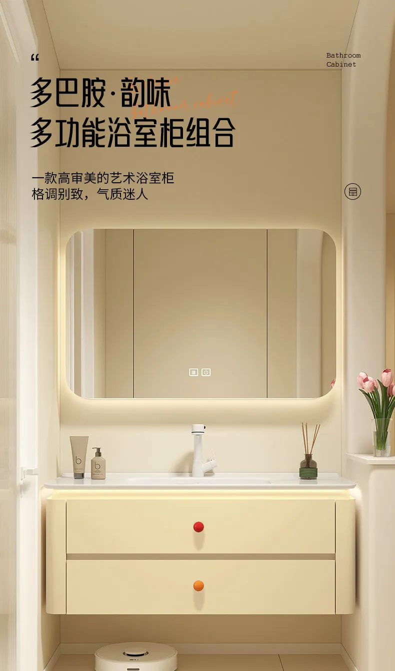 

Washbasin cabinet combination, oak paint bathroom cabinet, ceramic integrated basin