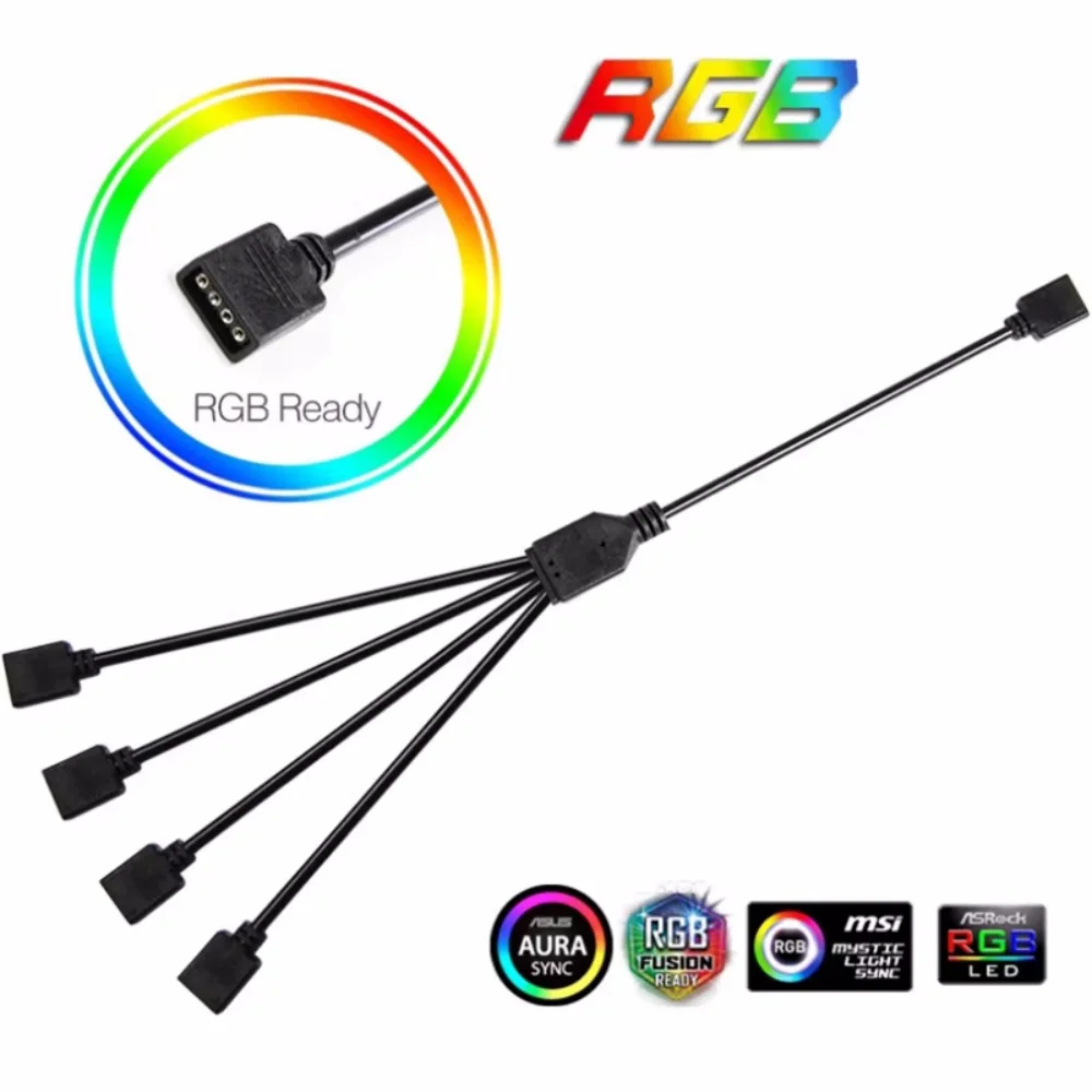 ARGB 3Pin RGB 4Pin AURA SYNC JST SM Female Male Splitter Adapter 30cm Cable Transfer to 12V RGB 5V ARGB JST 3Pin SM3P SM4P