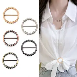 Multifunctional Clothing Corner Knotted Buckles Hijab Scarf Clip Classic Round Metal Scarf Buckle Headscarf Pin Alloy Women