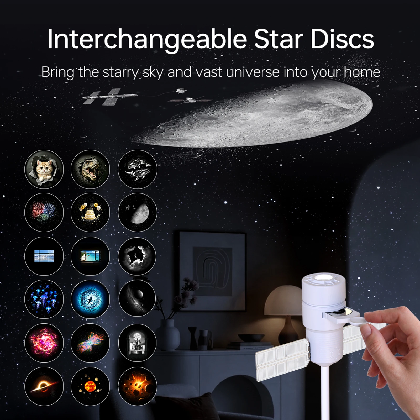 3-25 piece Patterns USB Projector Night Light Starry Sky Galaxy Projection 360 Flexible Gooseneck for Bedside Desk Car Interior
