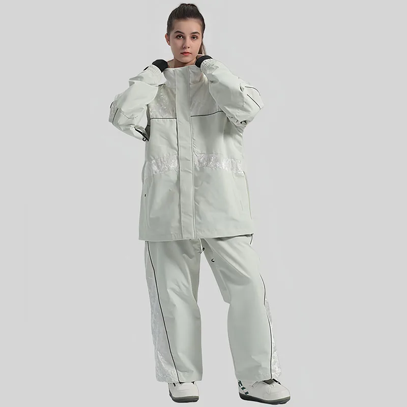 Traje de esquí cálido para hombre y mujer, chaqueta de Snowboard, pantalones de gamuza, deporte de invierno, esquí, nieve, a prueba de viento,