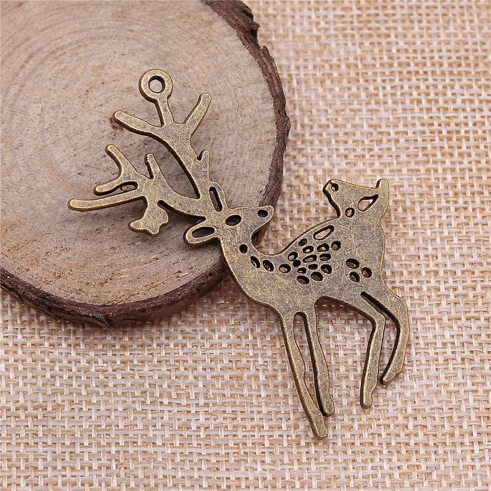 

8pcs 60x47mm(2.36x1.85inch) 2 Colors Antique Bronze Color Antique Silver Color Deer Charms Pendants Jewelry Making Accessories