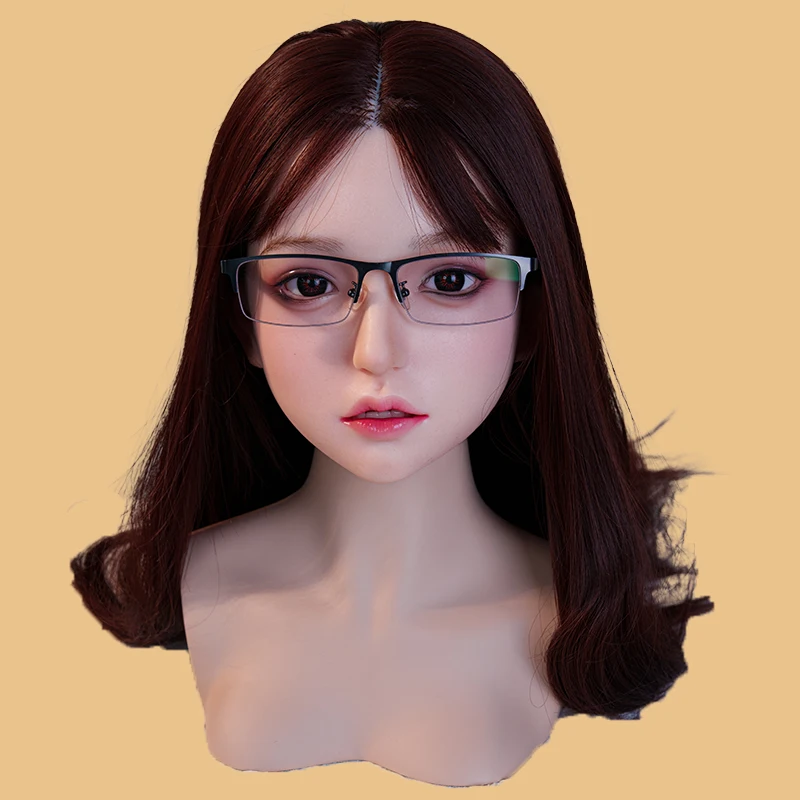 SMVP - Black Long Hair Silicone Doll Head, Customizable Hairstyles for Universal Head Change, Suitable for Life Size Adult Dolls