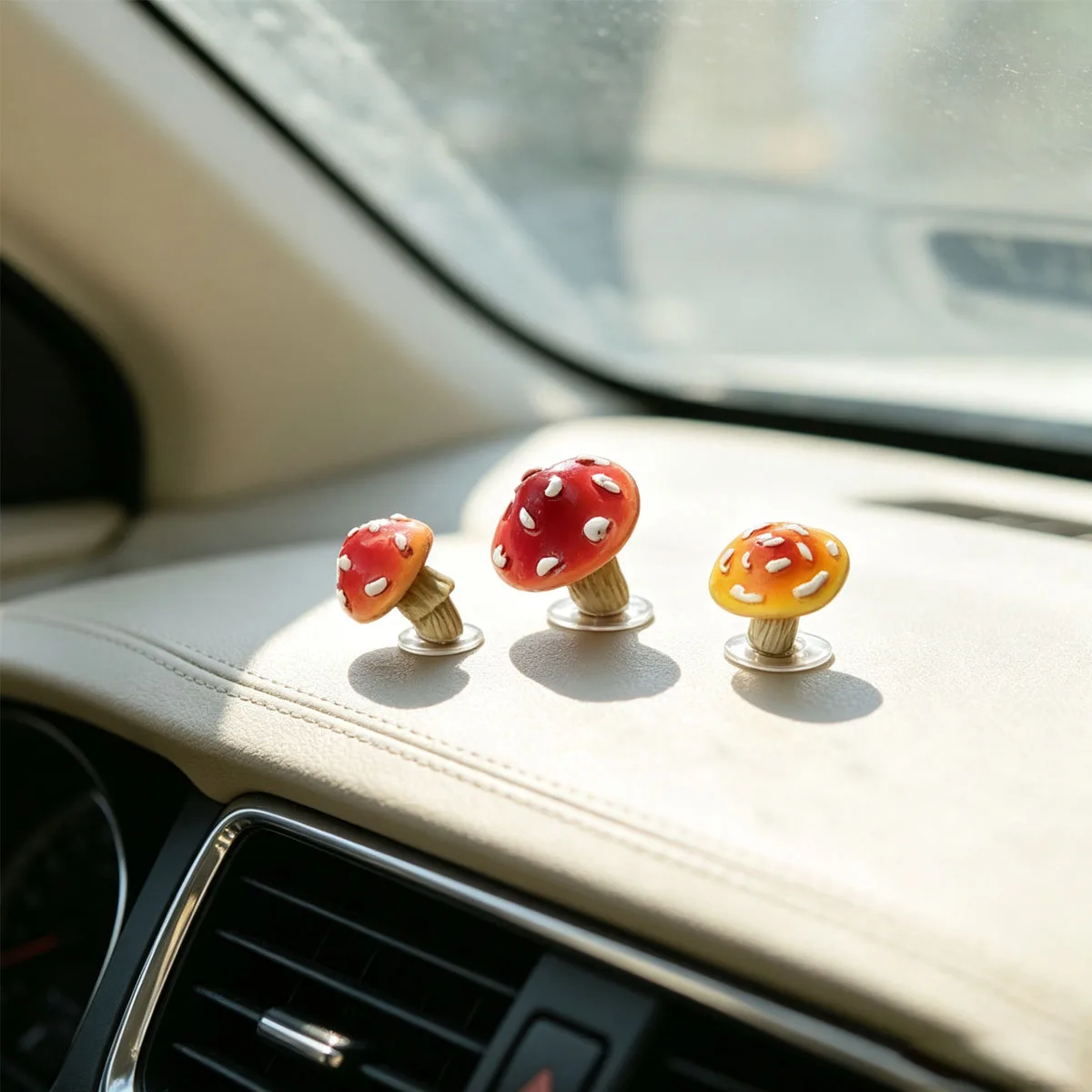 Niedliche Pilz-Kaninchen Mini-Figur, Auto-Armaturenbrett-Dekoration für Mittelkonsole, Bildschirm, Fenster oder Türseitenanzeige – Detail 5