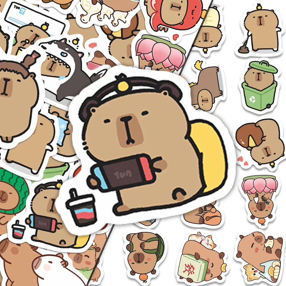

10/30/55pcs NEW Funny Animal Capybara Cartoon Stickers Cute Decals Toys DIY Motorcycle Laptop Suitcase Car PVC Kid Sticker Decor