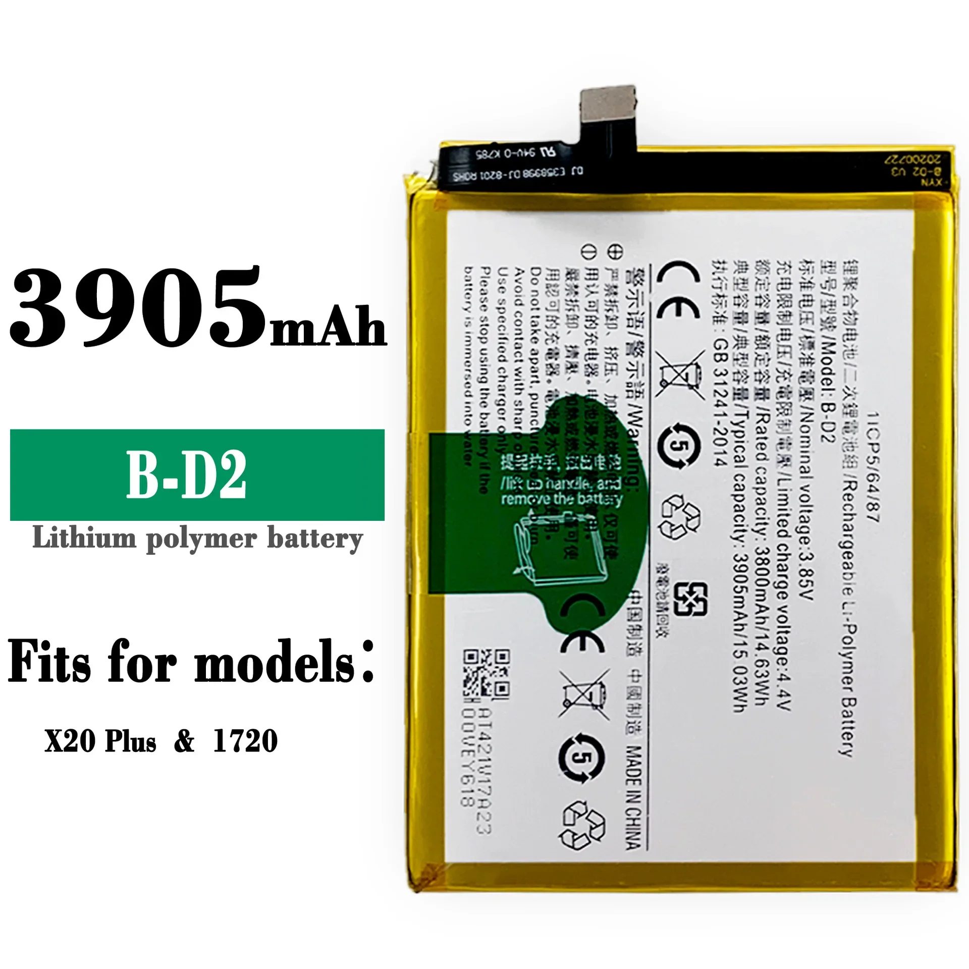 100% Orginal High Quality Replacement Battery For VIVO X20 Plus X20P X20+ B-D2 Large Capacity 3905mAh Lithium Batteries + Tools